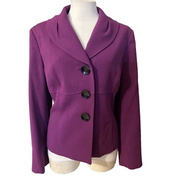 Kasper Separates Suit Jacket Blazer 14 Purple Grape Classic 3 Button Stretch - Picture 1 of 10
